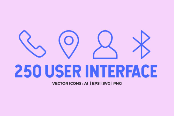 250 User Interface Line Icons: Graphics & Icons