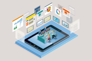 Analyst Workers at Large Desks: A Versatile Graphic for Crafting and Branding