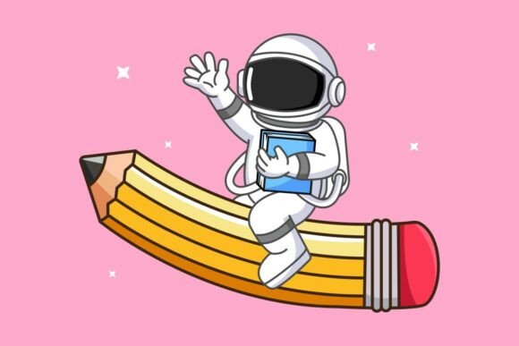 Astronaut on a Pencil Soaring: A Unique Graphic for Creative Marketplace Sellers