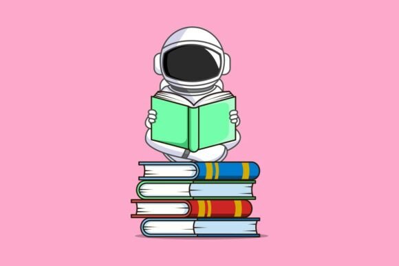Astronaut Reading on Books Educational Graphics for Content Creators