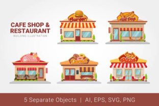 Cafe Shop and Restaurant Building: A Versatile Graphic Design Asset for Content Creators