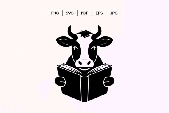 Cow Reading Book Silhouette: A Versatile Graphic Design Asset for Creative Campaigns