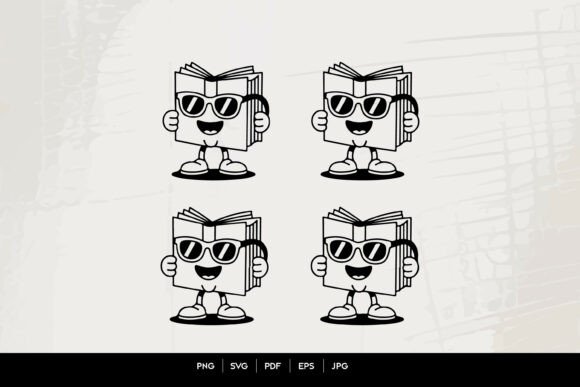 Cute Book Mascot Line Art Set: A Versatile Graphic Design Asset for Crafts and Local Branding