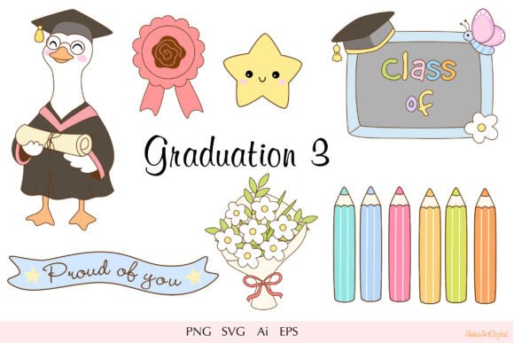 Cute Graduation Clipart Part 3: A Versatile Graphic Design Asset for Branding