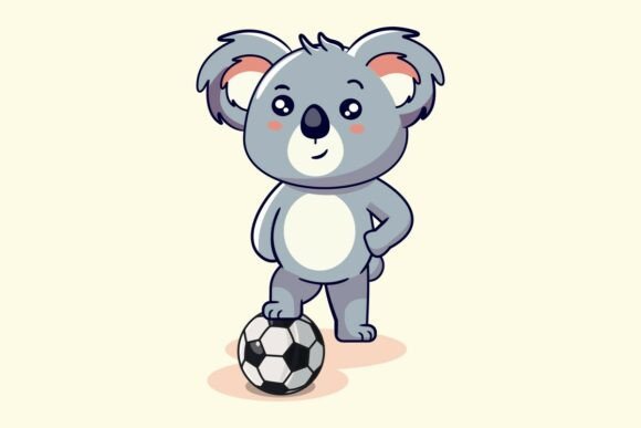Cute Koala Playing Soccer Ball: A Versatile Graphics Asset for Creative Projects