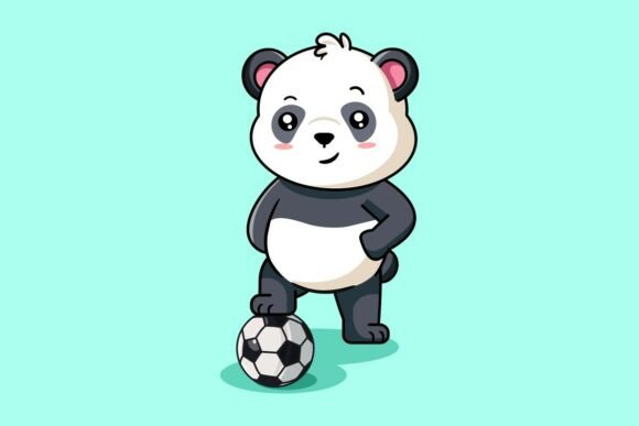 Cute Panda Playing Soccer: A Versatile Graphic Design Asset for Creative Marketing