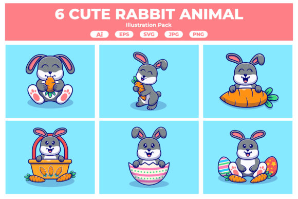 Cute Rabbit Animal Collection Graphics