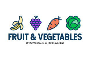Fruit and Vegetables Icon Set – A Minimalist Graphic Design Asset for Creative Projects