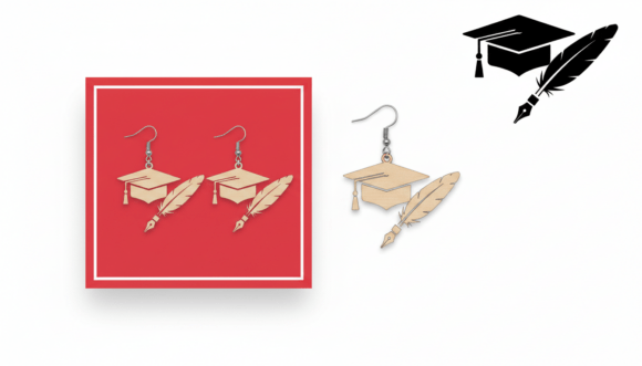 Graduation Cap Feather Pen Earring Laser: A Unique Graphic Design Asset for Crafts