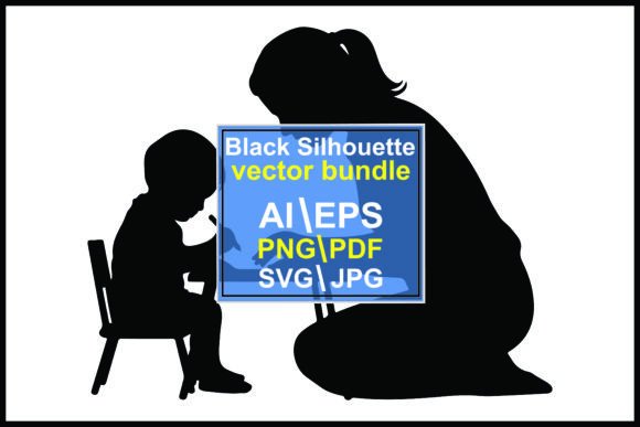 Graphics for Education: Silhouette Woman Teaching Child Write