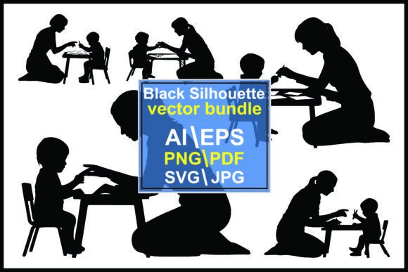 Graphics for Learning: Silhouettes Woman Child at Tables