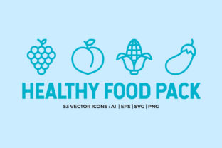 Healthy Food Line Icons: A Modern Graphic Design Asset for Local Businesses