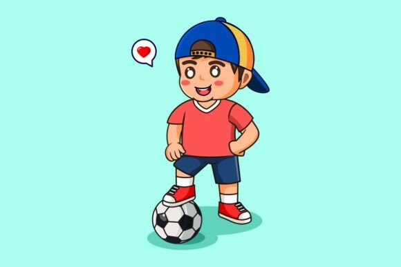 Little Boy Playing Soccer: A Versatile Illustration for Marketing and Branding