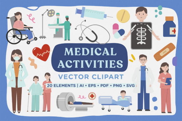 Medical Activity Vector Clipart Pack: Graphics for Health-Centric Design