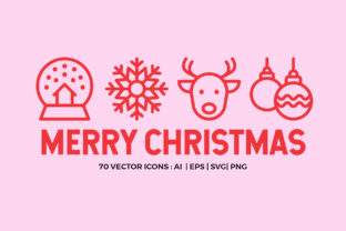 Merry Christmas Line Icons Vector Graphics