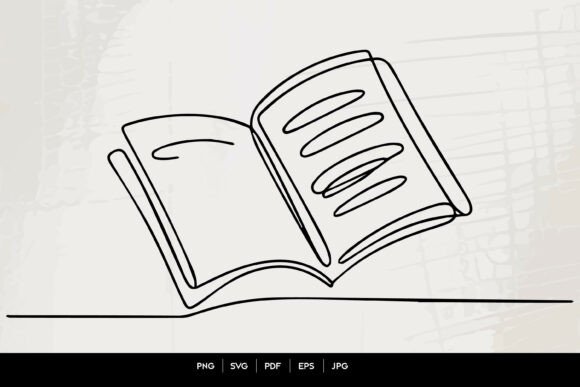 Open Book Minimal Line Art: A Versatile Graphic Design Asset for Crafts and Local Businesses