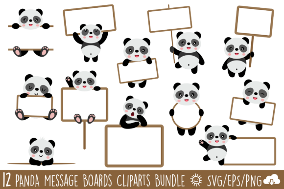 Panda Message Board SVG Clipart Bundle: A Cuteness-Driven Graphic Design Asset