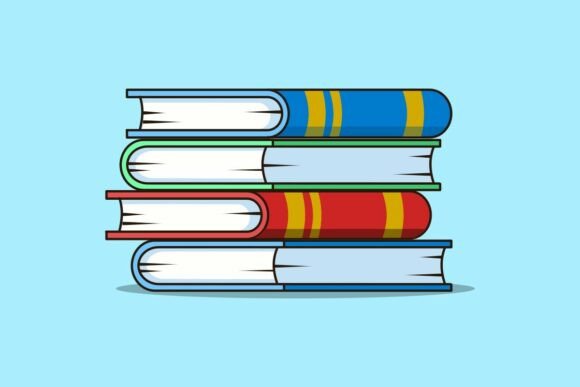 Pile of Colorful Books Flat Design: A Versatile Graphic for Local Business Branding