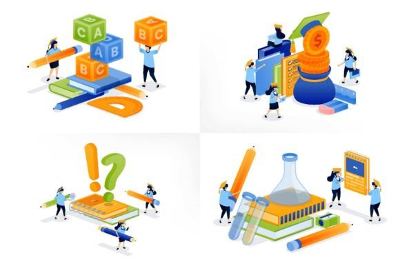 Scholarship Learning and Classroom Growth Graphics for Modern Branding