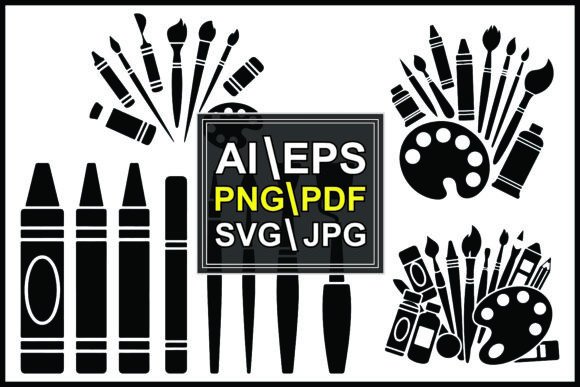 Silhouette Supplies Collection Crayons: A Graphic Design Asset for Creative Illustrations