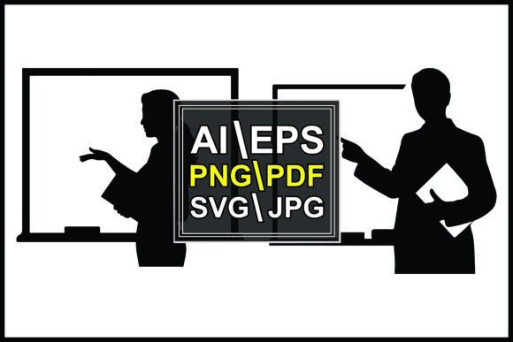 Silhouettes Teaching at Whiteboards: A Versatile Graphic Design Asset for Modern Projects