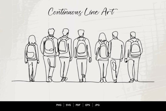 Students Walking Line Art SVG Design: A Versatile Graphic for Handmade Projects