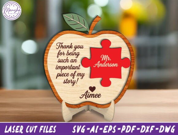 Teacher Appreciation Apple Sign SVG for Laser Cutting in Home Decor