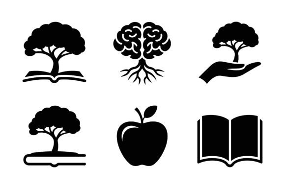 Tree of Knowledge Brain Vector Silhouettes: A Graphic for Smart Sellers