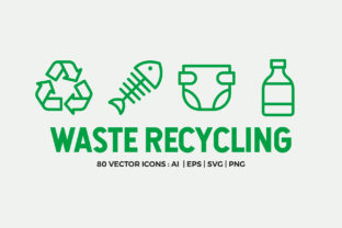 Waste Recycling Line Icons Graphics
